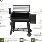 Oakford 930 Wood Pellet Grill with 930 SQ in Cooking Area, Steel Wire Grates, I-Site View Indicator, Heavy Duty Pellet Smoker Grill with Bluetooth Connectivity - 910-0509