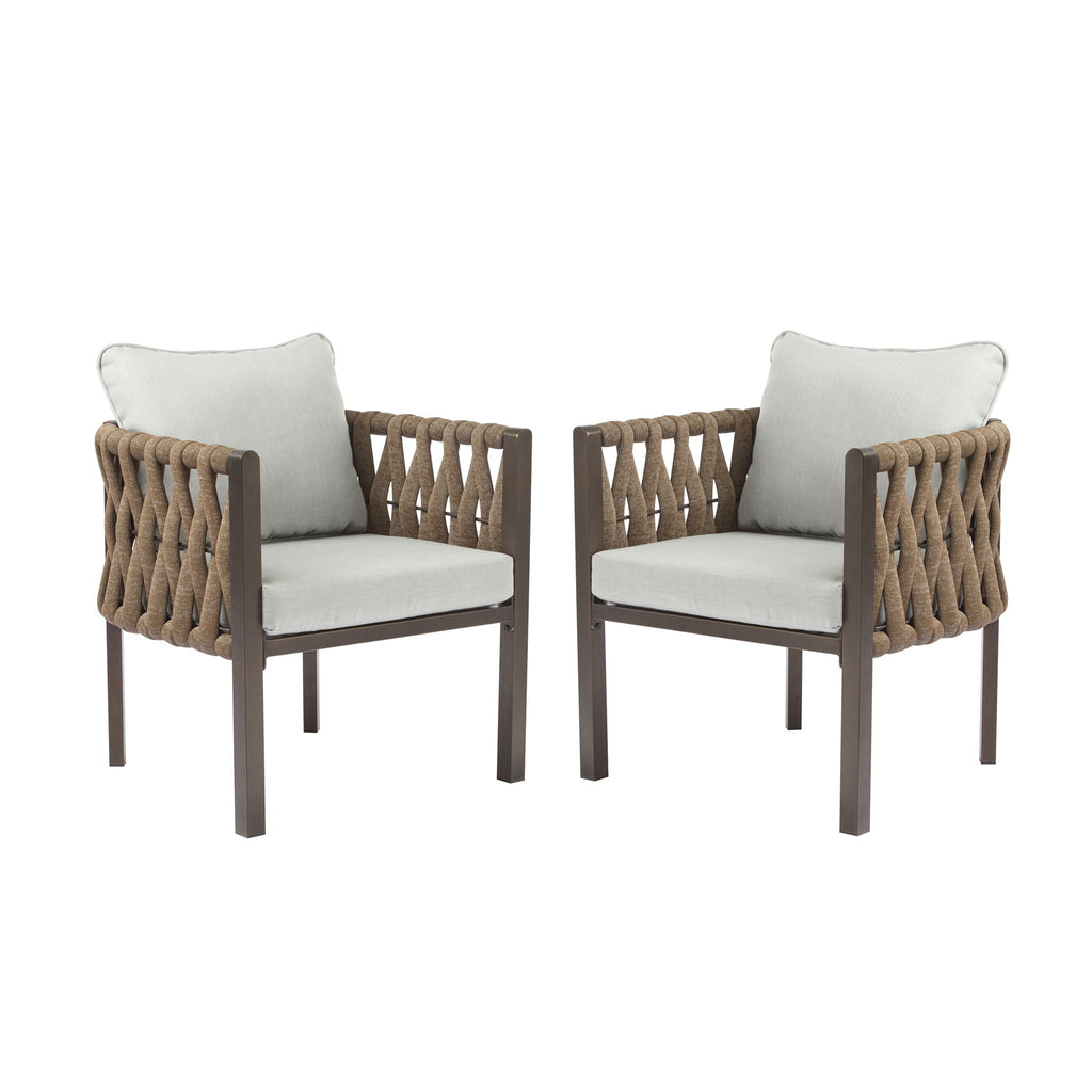 2- Piece Outdoor Metal Patio Club Chair with Cushions