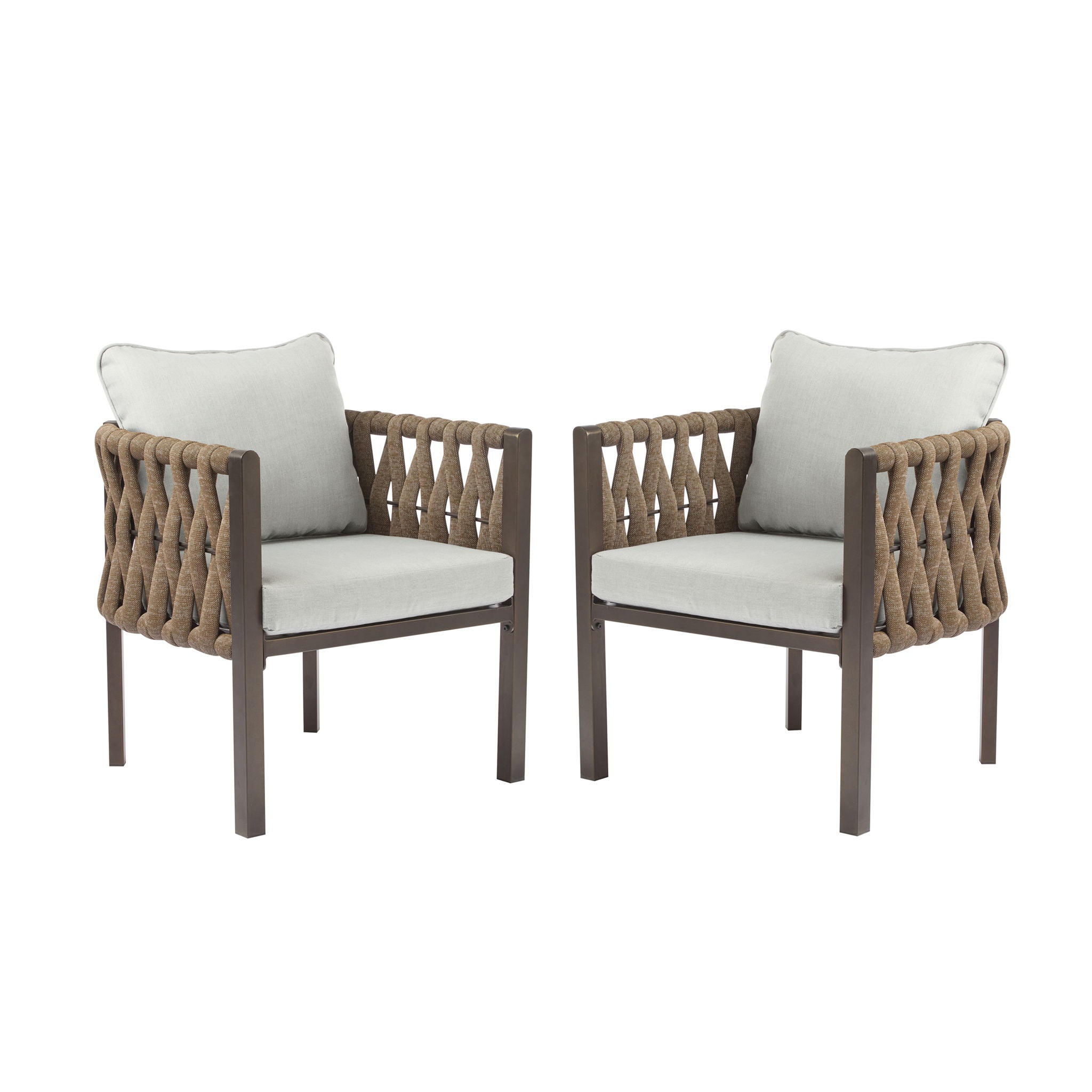 2- Piece Outdoor Metal Patio Club Chair with Cushions