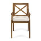 7- Piece Acacia Wood Outdoor Dining Set with Cream Cushions