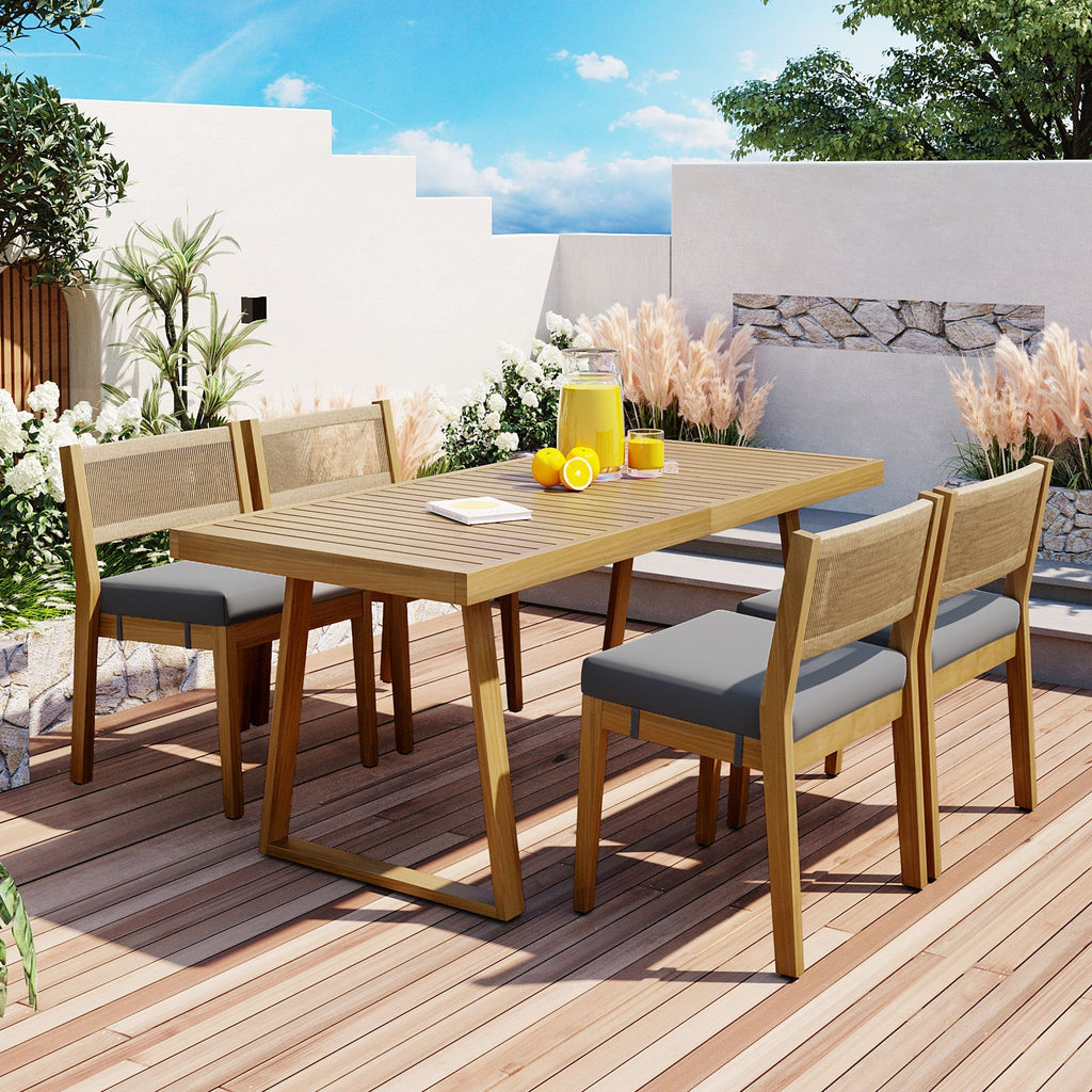 Outdoor Acacia Wood Dining Table and Chair Set