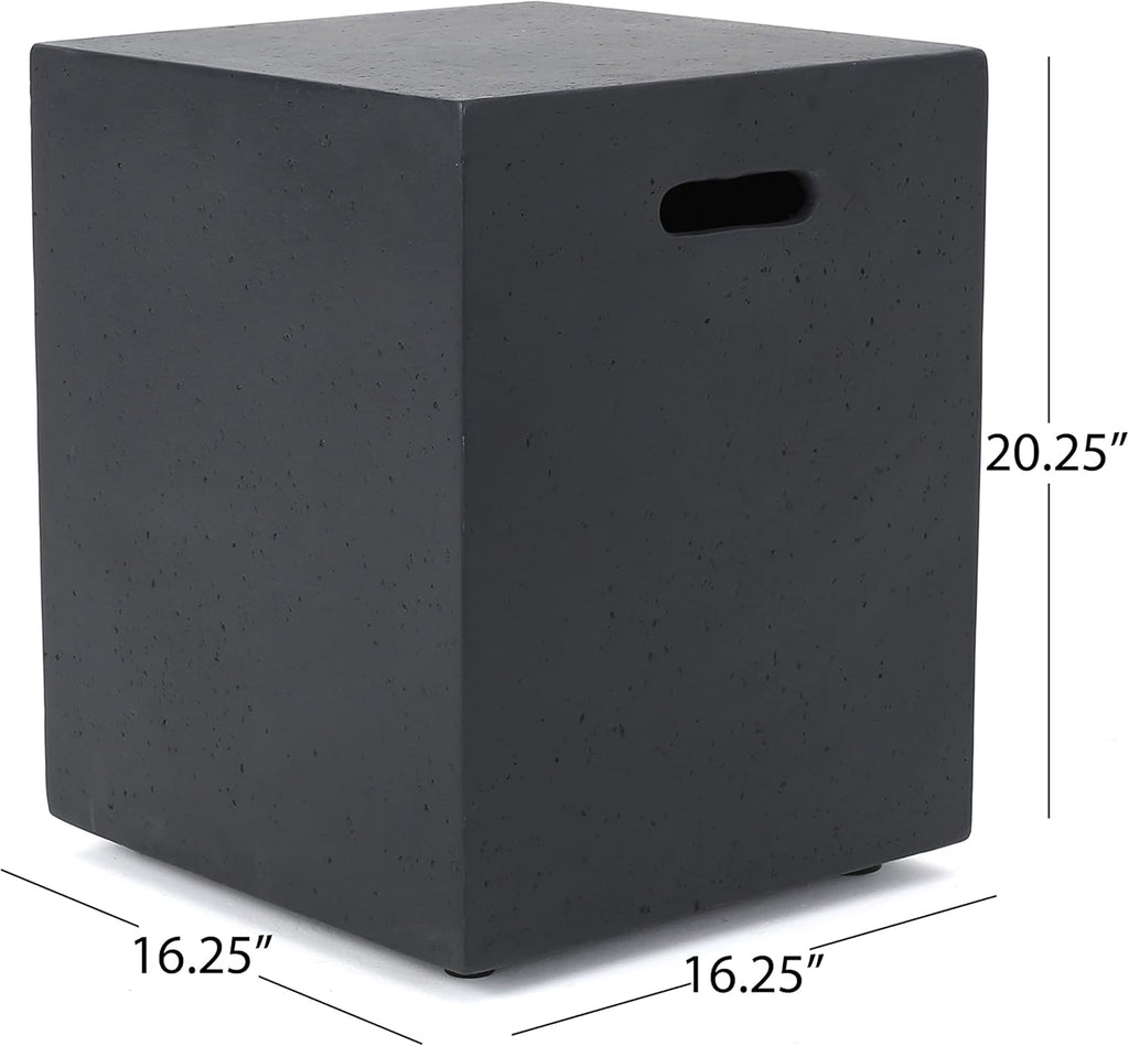 Outdoor Lightweight Concrete 50,000 BTU Rectangular Fire Pit with Tank Holder, Dark Gray