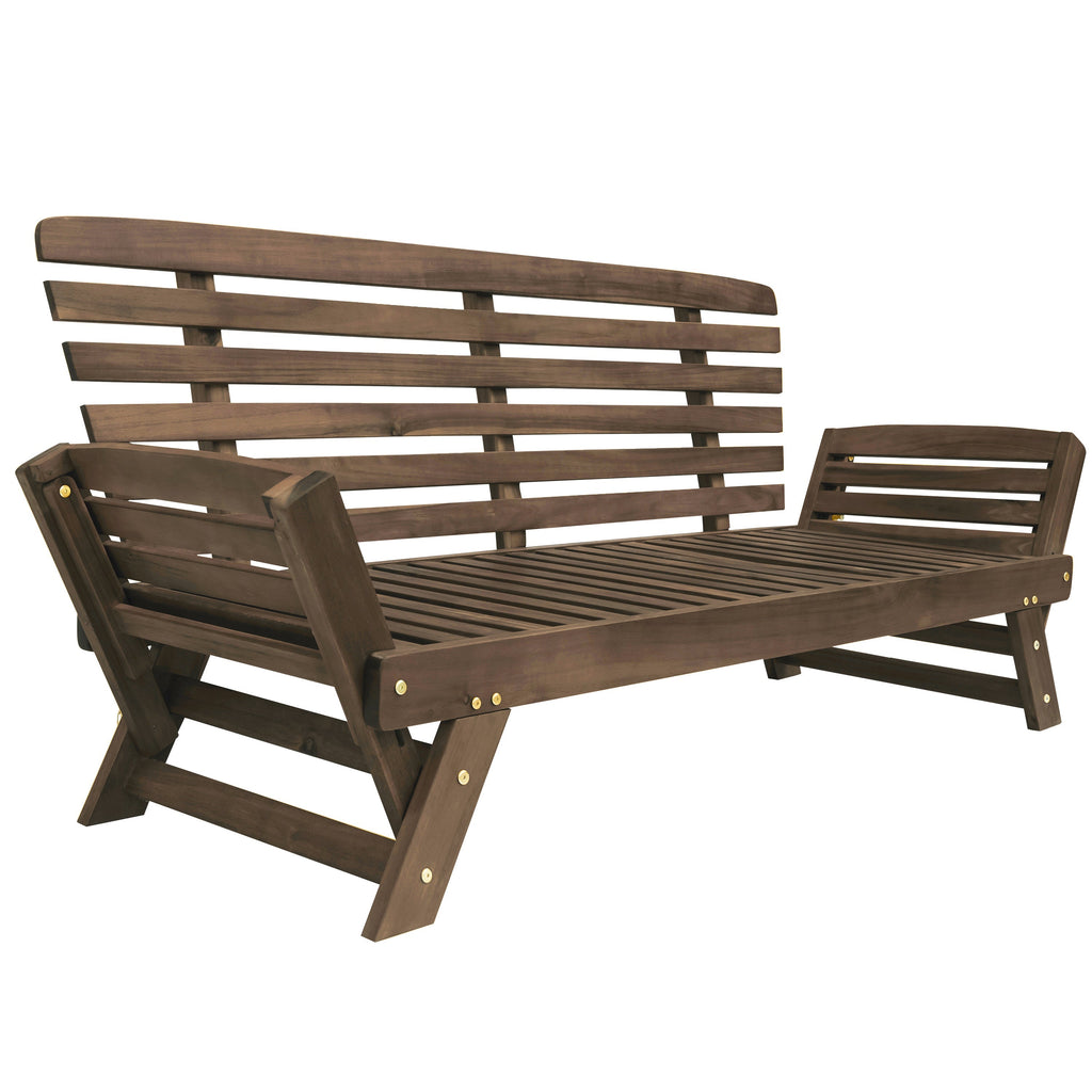 Outdoor Adjustable Patio Wooden Daybed Sofa Chaise Lounge