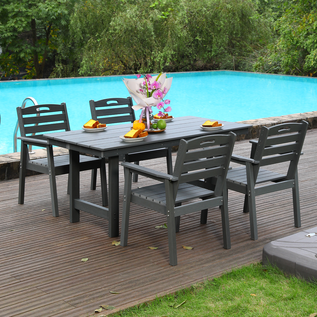 Outdoor Patio Dining Set with Table and Four Chairs