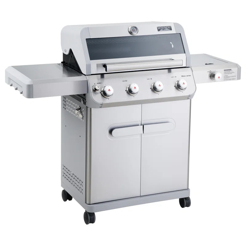 Mesa 405K,4-Burner Gas Grill with Smoker Box and Side Burner, 52,000 BTU – Perfect for Family Bbqs, Holiday Gift