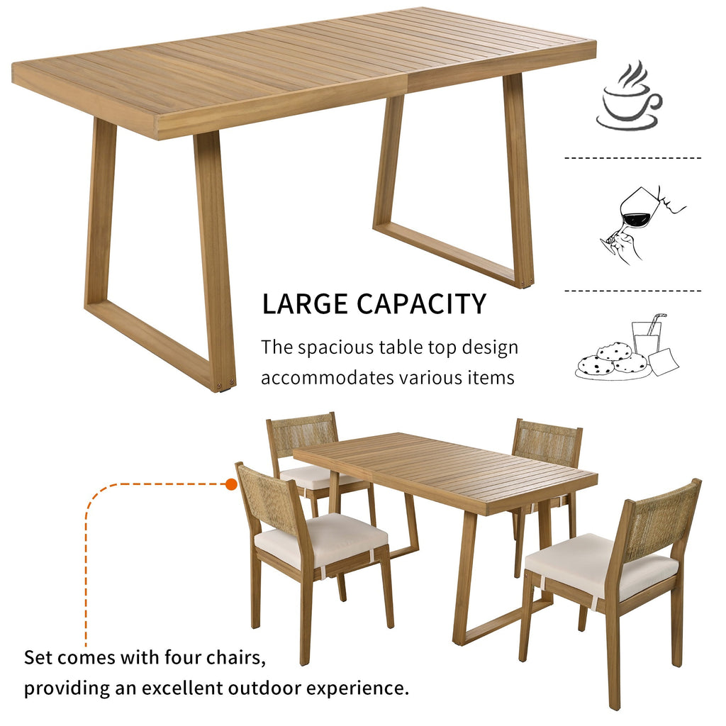 Multi-Person Outdoor Acacia Wood Dining Table and Chair Set