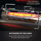 Prestige 500 4-Burner Propane Gas Grill in Stainless Steel with Infrared Side and Rear Burners and Rotisserie Kit