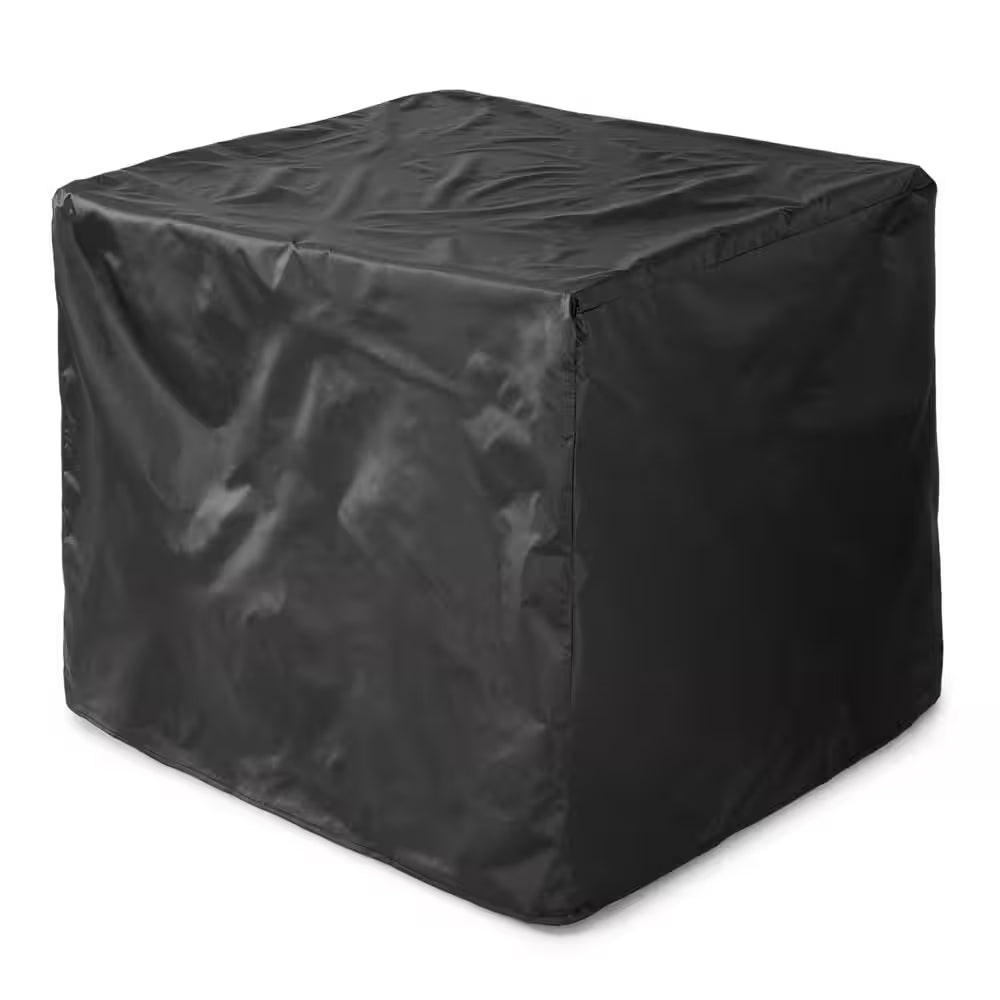 30 In. Gas Fire Pit Table with Cover, Black Glass