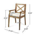 7- Piece Acacia Wood Outdoor Dining Set with Cream Cushions