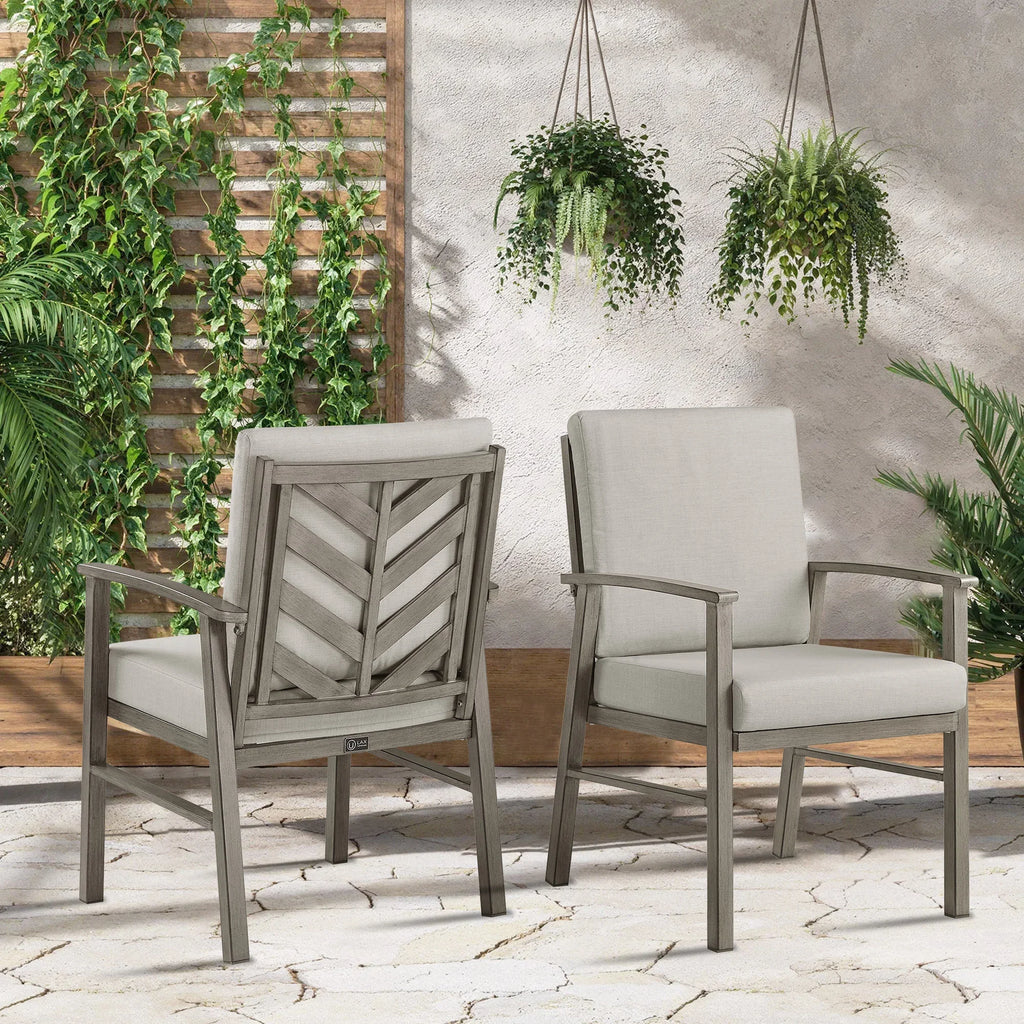 Outdoor Dining Set with Fixed Chair and Lazy Susan