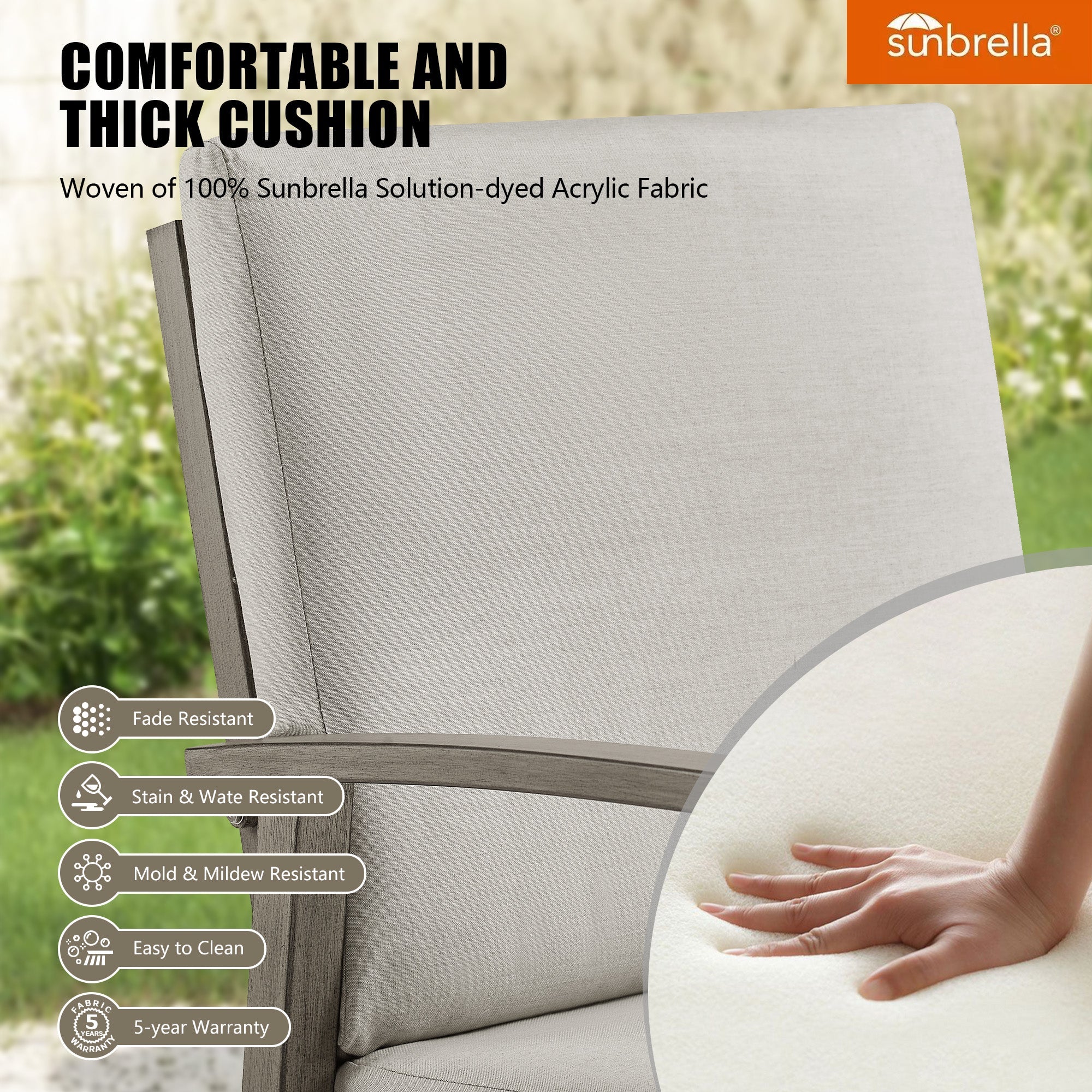 6-Person Aluminum Patio Round Dining Set With Sunbrella® Cushions