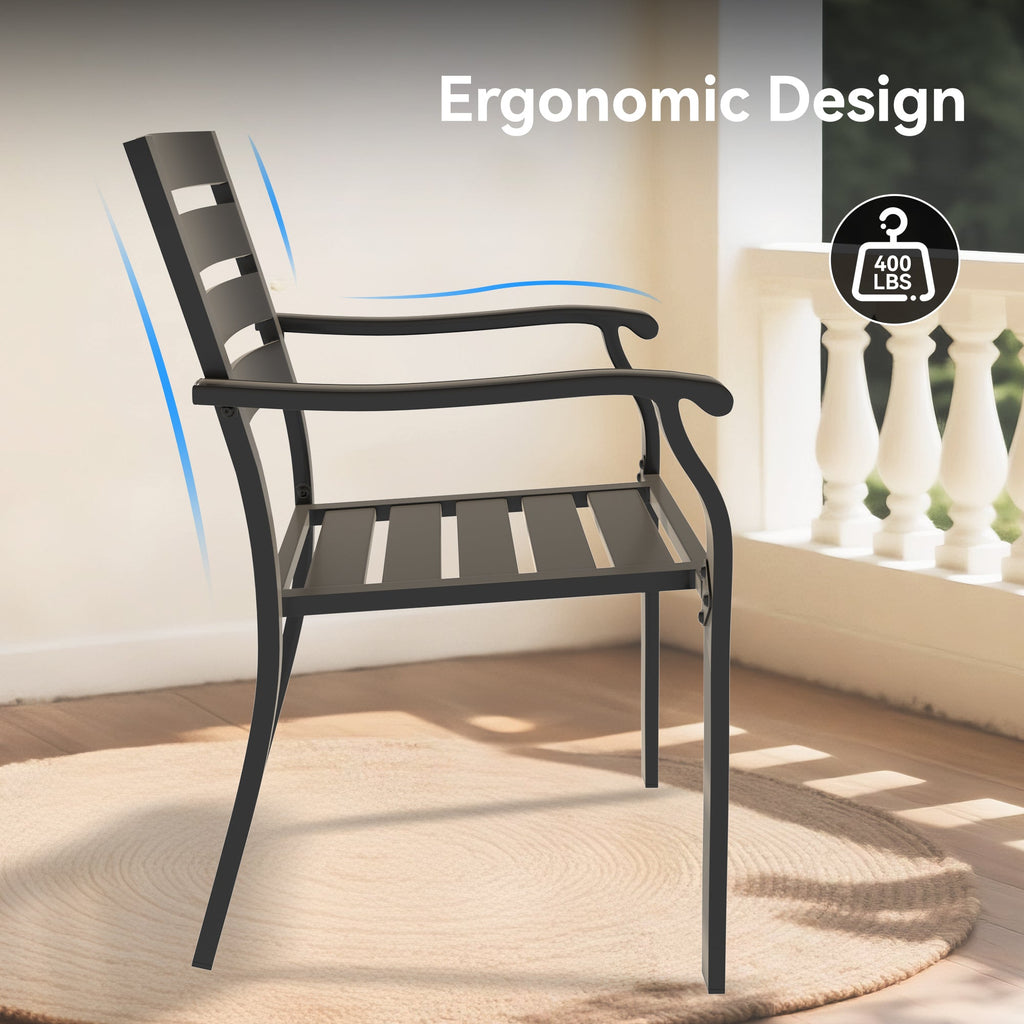 5- Piece Outdoor Patio Dining Set with Stackable Metal Chairs and Round Table