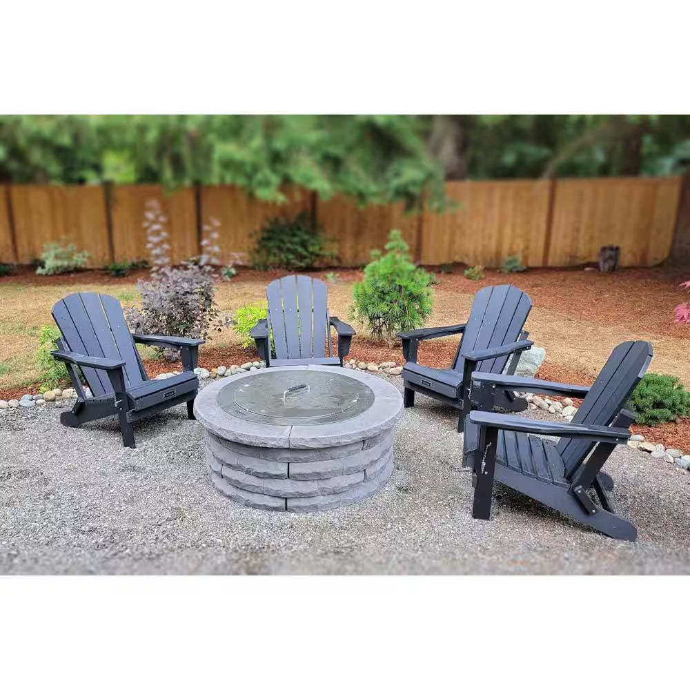 Ledgestone 47 In. X 18 In. round Concrete Wood Fuel Fire Pit Ring Kit Gray