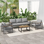 4-Piece Outdoor Metal Patio Furniture Set with Cushions