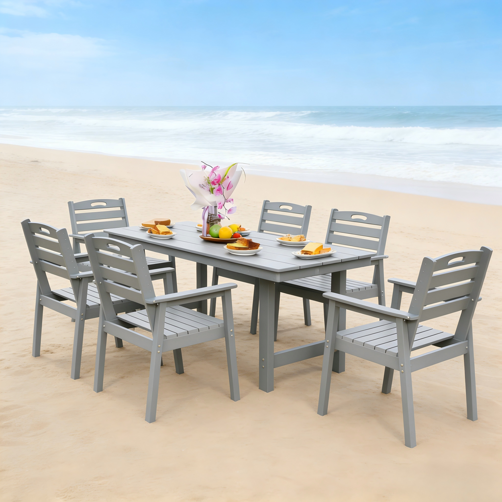 Outdoor Patio Dining Set - Table and Six Chairs