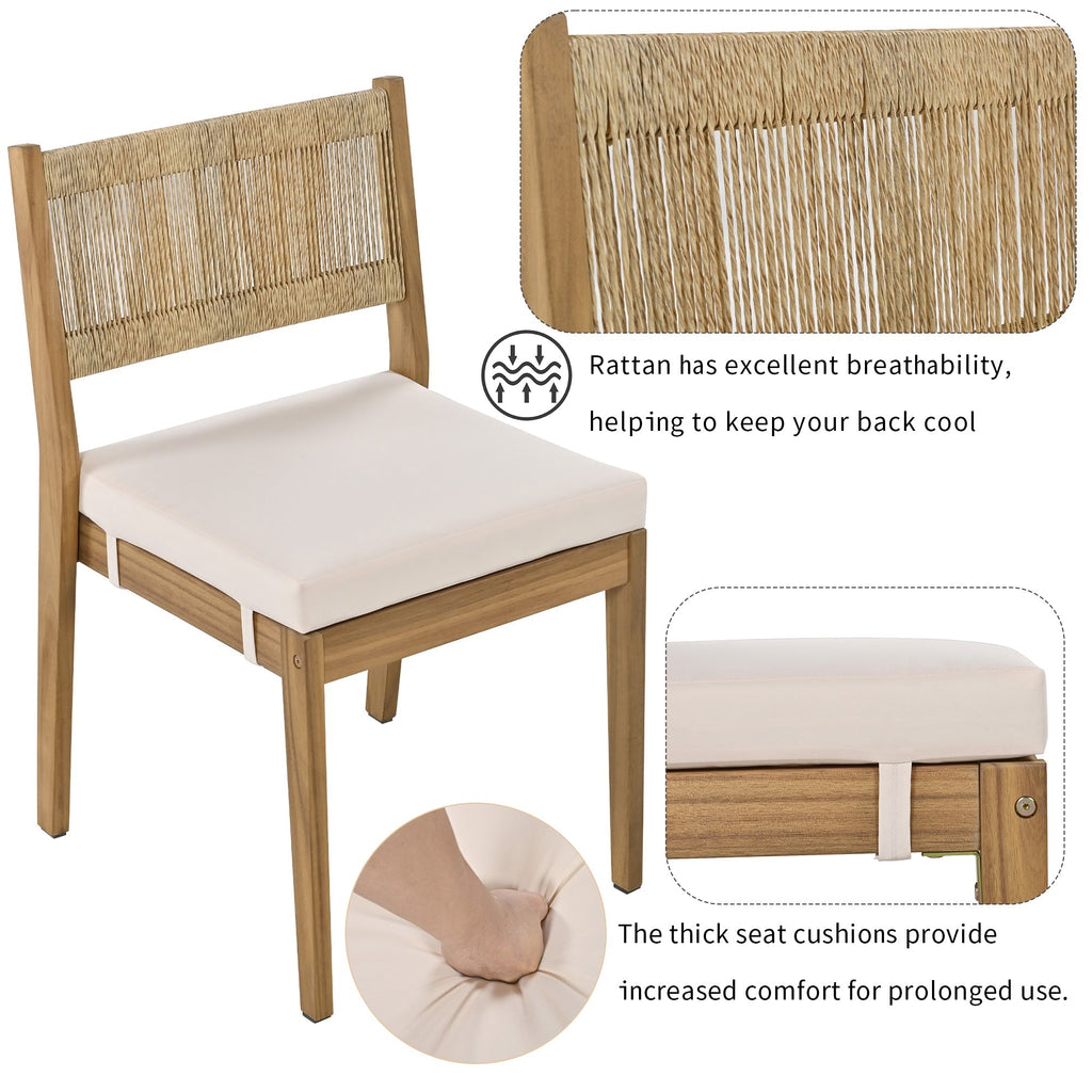 Multi-Person Outdoor Acacia Wood Dining Table and Chair Set