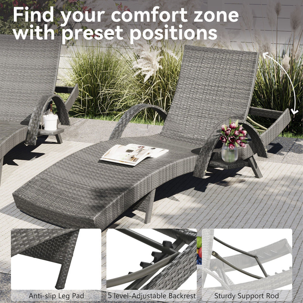 Outdoor Wicker Chaise Lounge Chairs Set of 2