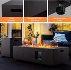 Fire Pit Table 42In Propane Fire Pit 50,000 BTU Rectangular Gas Fire Pits with Wind Guard Propane Tank Cover Table Lava Rocks for Outdoor outside Patio