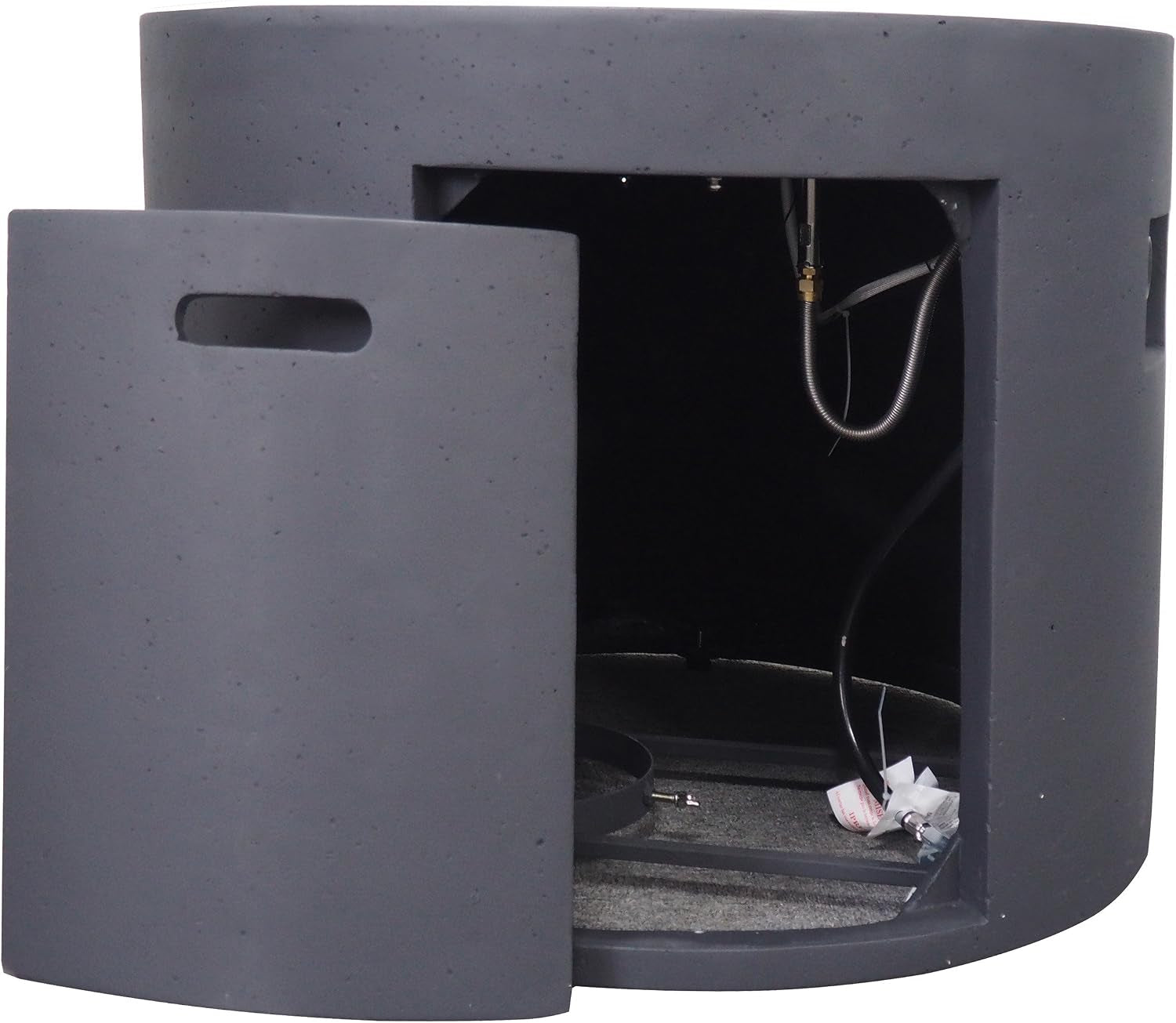Aidan Outdoor Patio Modern 31" round Light Weight Concrete Gas Burning Fire Pit, Dark Gray