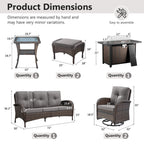 Outdoor Fire Pit Conversation Set, 3-Seat Sofa & Chairs Patio Furniture Set
