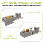 42 In. 50,000 BTU Rectangle Outdoor Propane Gas Fire Pit Table in Gray with Golden LED Light