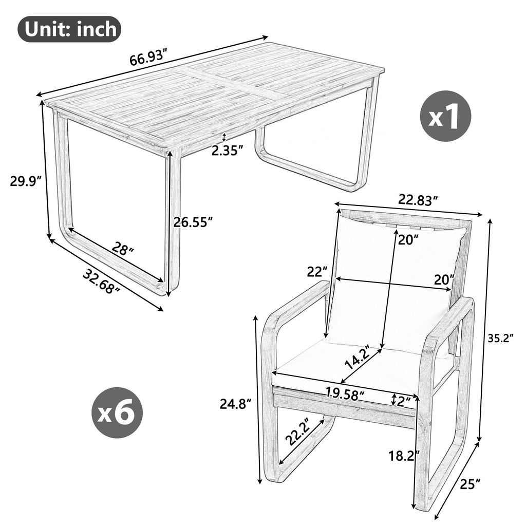 7- Piece Patio Dining Set Outdoor Dining Table and Chairs