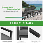 Alora 4-Piece Premium Outdoor Aluminum Furniture Set For Backyard & Poolside