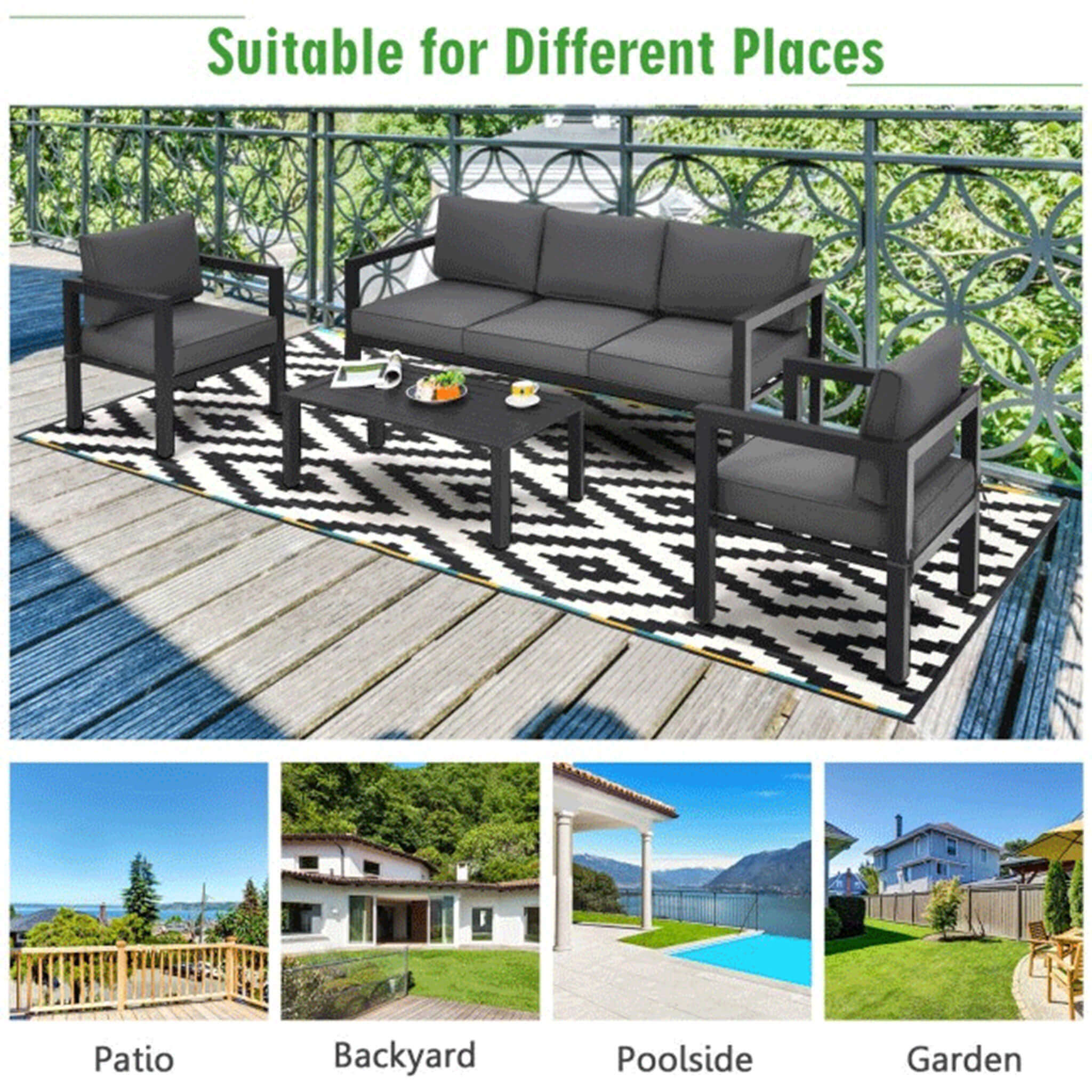Alora 4-Piece Premium Outdoor Aluminum Furniture Set For Backyard & Poolside