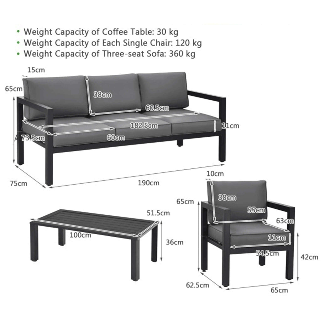 Alora 4-Piece Premium Outdoor Aluminum Furniture Set For Backyard & Poolside