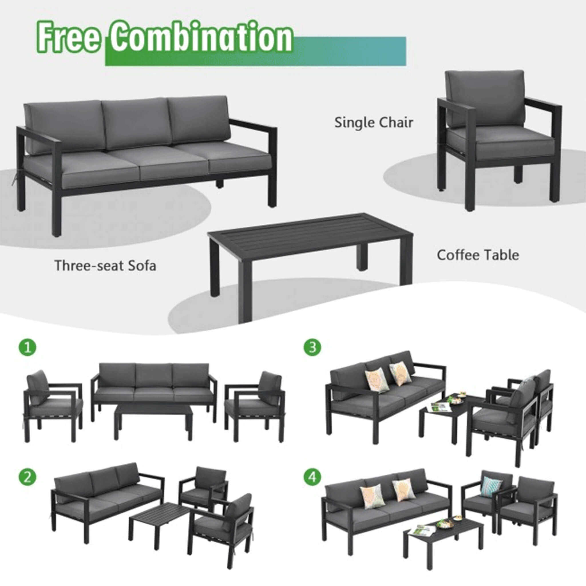 Alora 4-Piece Premium Outdoor Aluminum Furniture Set For Backyard & Poolside