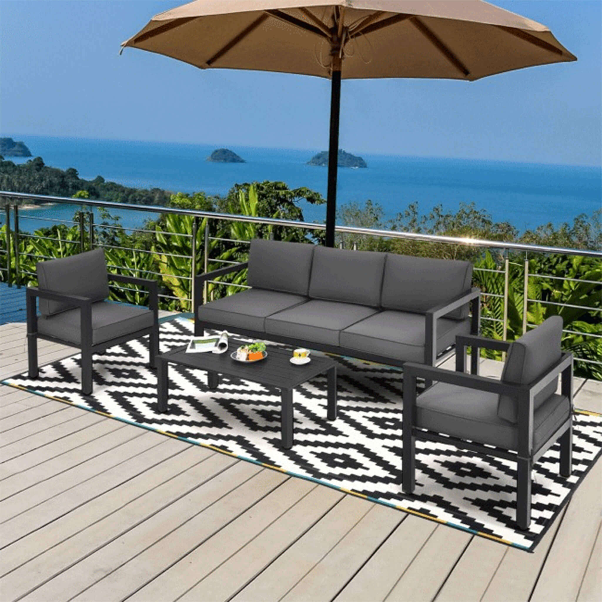 Alora 4-Piece Premium Outdoor Aluminum Furniture Set For Backyard & Poolside