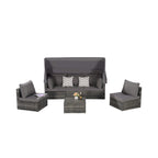 Alora 5-Piece Outdoor Patio Wicker Daybed Furniture Set With Retractable Canopy (SAK37816)