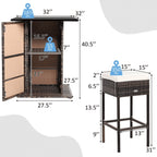 Alora 5-Piece Patio Rattan Bar Table Stool Set With Hidden Storage Shelf & Cushions