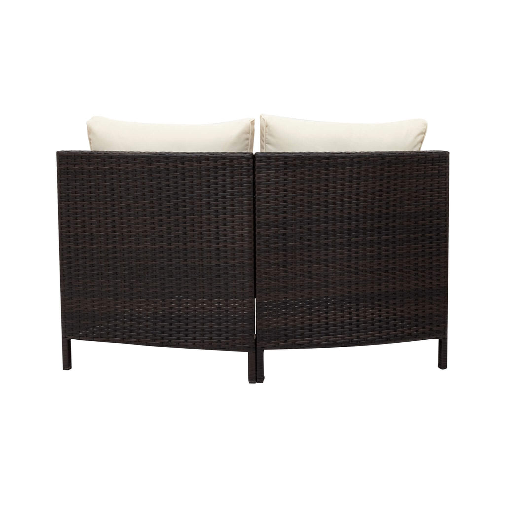 Alora Premium 5-Piece All-Weather Half-Moon Outdoor Rattan Wicker Patio Sectional Sofa Furniture Set With Tempered Glass Table