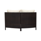 Alora Premium 5-Piece All-Weather Half-Moon Outdoor Rattan Wicker Patio Sectional Sofa Furniture Set With Tempered Glass Table