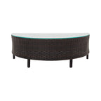 Alora Premium 5-Piece All-Weather Half-Moon Outdoor Rattan Wicker Patio Sectional Sofa Furniture Set With Tempered Glass Table
