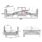 Alora Premium 5-Piece All-Weather Half-Moon Outdoor Rattan Wicker Patio Sectional Sofa Furniture Set With Tempered Glass Table