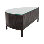 Alora Premium 5-Piece All-Weather Half-Moon Outdoor Rattan Wicker Patio Sectional Sofa Furniture Set With Tempered Glass Table