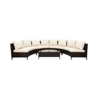 Alora Premium 5-Piece All-Weather Half-Moon Outdoor Rattan Wicker Patio Sectional Sofa Furniture Set With Tempered Glass Table