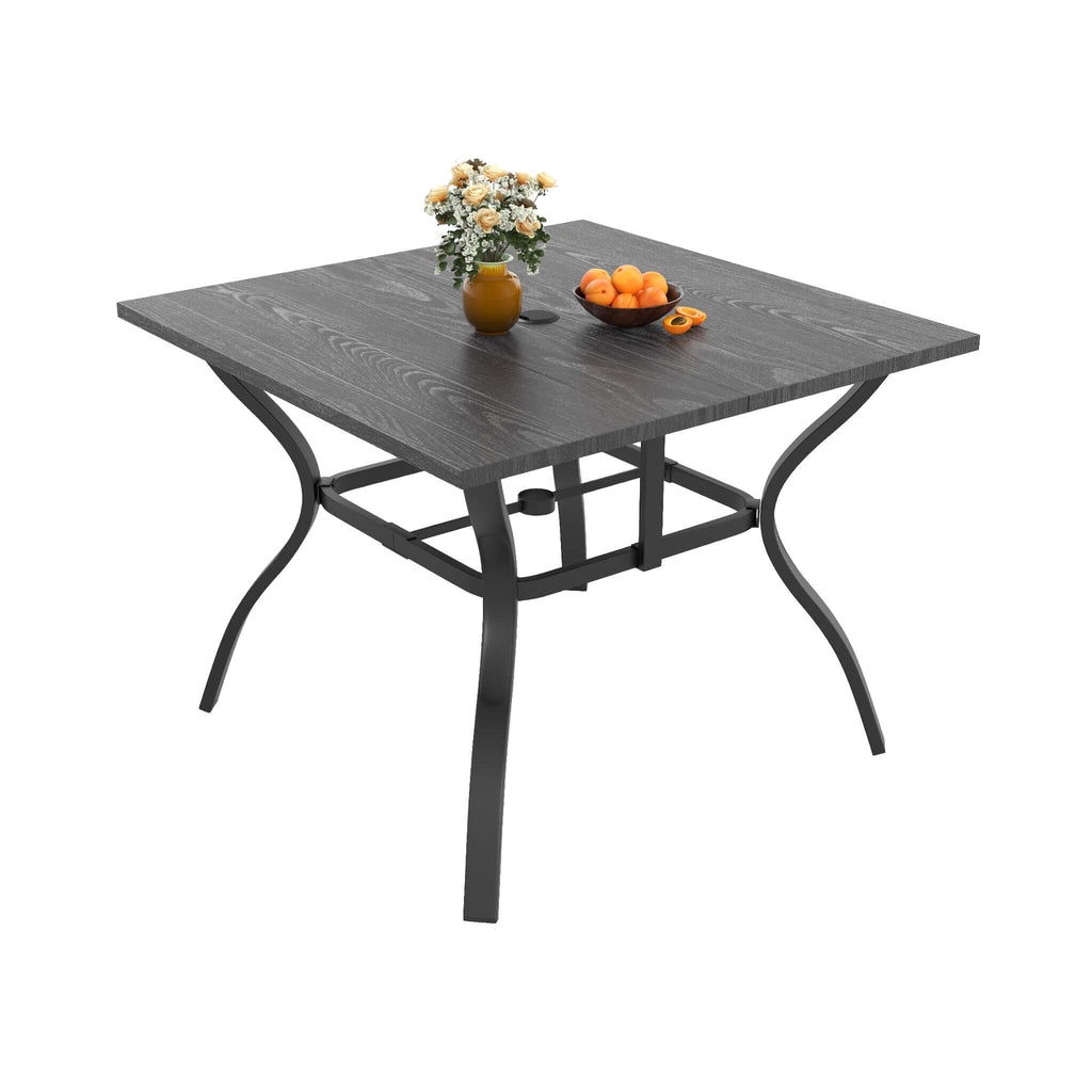Alora 5-Piece Outdoor Dining Set With 4 Heavy-Duty Chairs And Square Table With Umbrella Hole [UMBRELLA NOT INCLUDED]