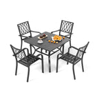 Alora 5-Piece Outdoor Dining Set With 4 Heavy-Duty Chairs And Square Table With Umbrella Hole [UMBRELLA NOT INCLUDED]