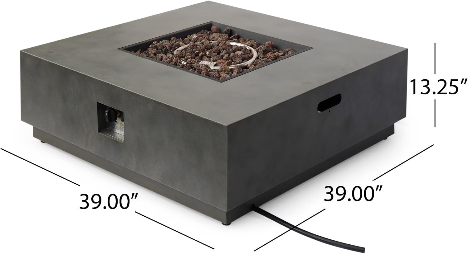 Wellington Outdoor 50,000 BTU Square Fire Pit (No Tank Holder) - Concrete Finish