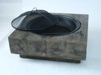 Outdoor Wood Burning Fire Pit with Wood Grain Design, Magnesium Oxide, Antique Dark Grey, 27.4” X 24.4” X 18” for Garden and Patio