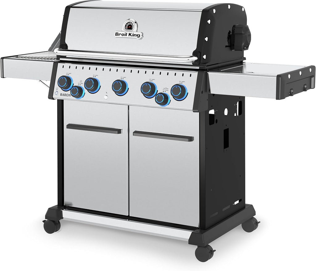 678344 Baron S 590 Pro IR 5-Burner Pellet Ready Propane Gas Grill in Stainless Steel with Infrared Side Burner and Rear Rotisserie Burner