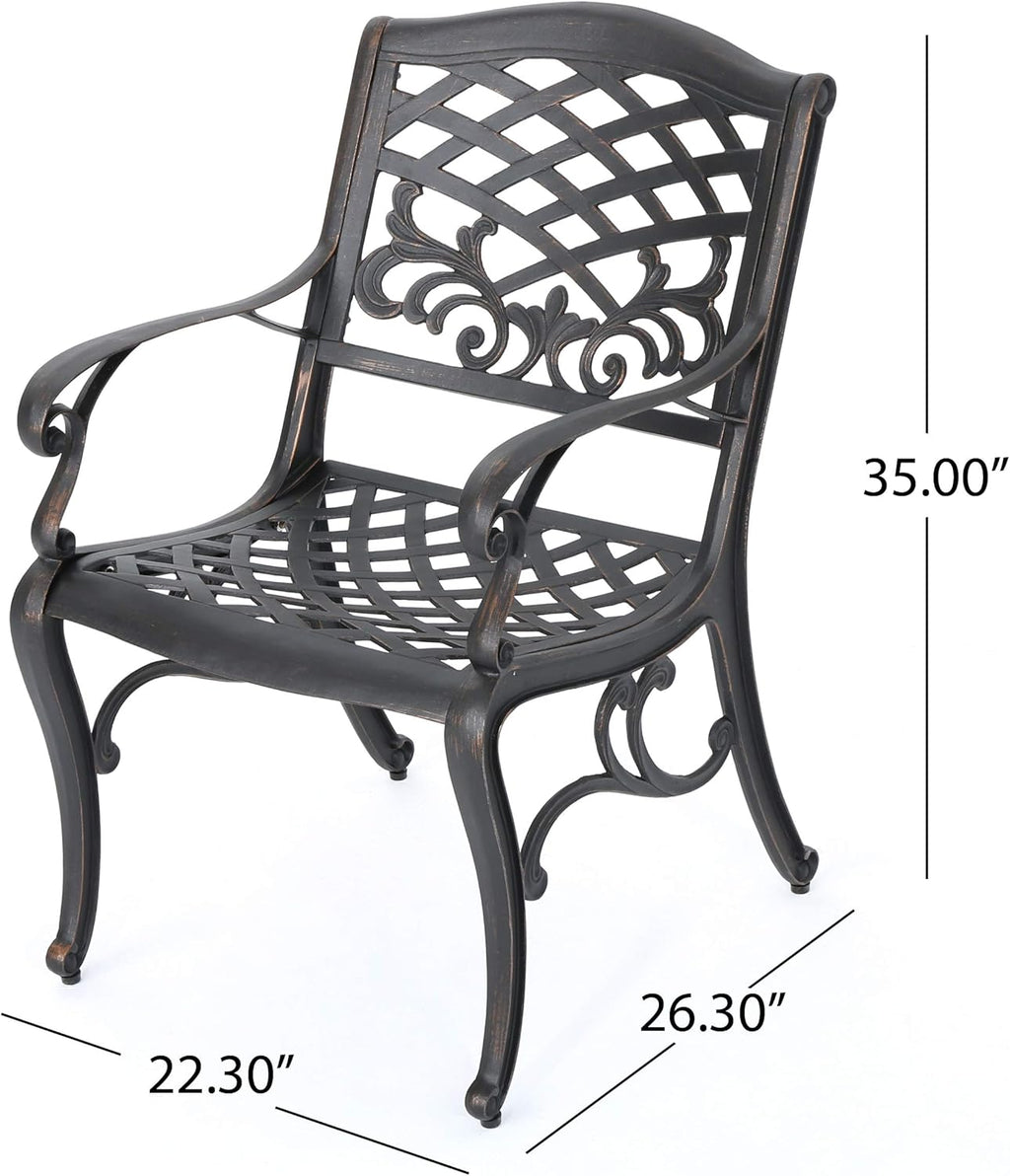 Myrtle Beach Outdoor Aluminum Dining Chairs, 2-Pcs Set, Shiny Copper