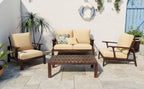 4- Piece Outdoor Sofa Set with Cushions and Coffee Table