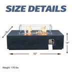 Alora 52" Outdoor Concrete Liquid Propane Rectangular Fire Pit Table