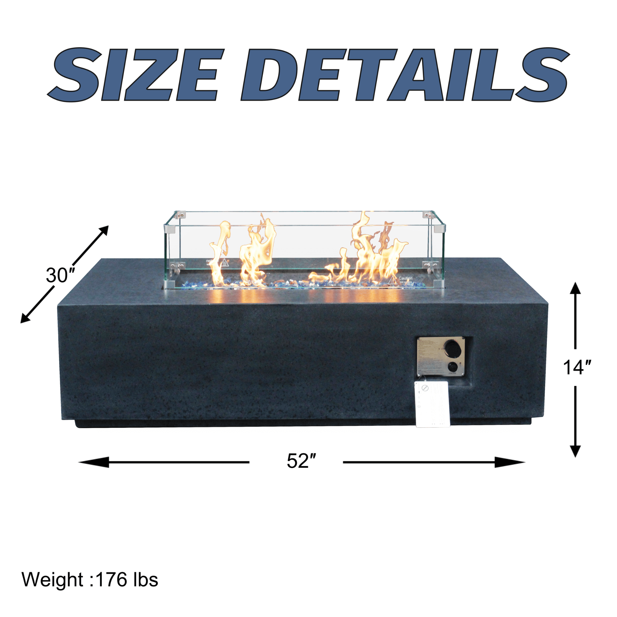 Alora 52" Outdoor Concrete Liquid Propane Rectangular Fire Pit Table