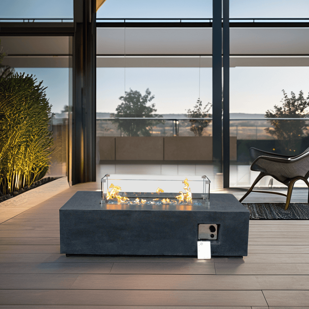 Alora 52" Outdoor Concrete Liquid Propane Rectangular Fire Pit Table