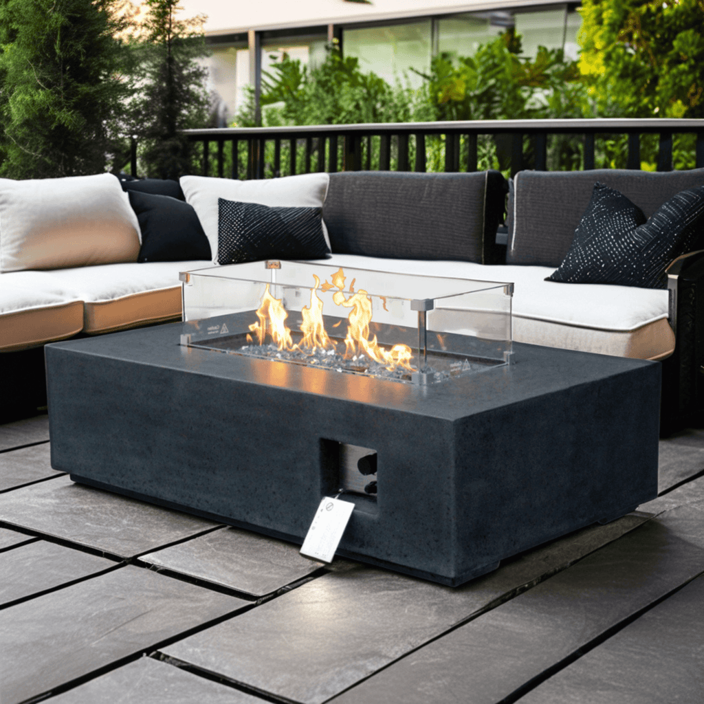 Alora 52" Outdoor Concrete Liquid Propane Rectangular Fire Pit Table